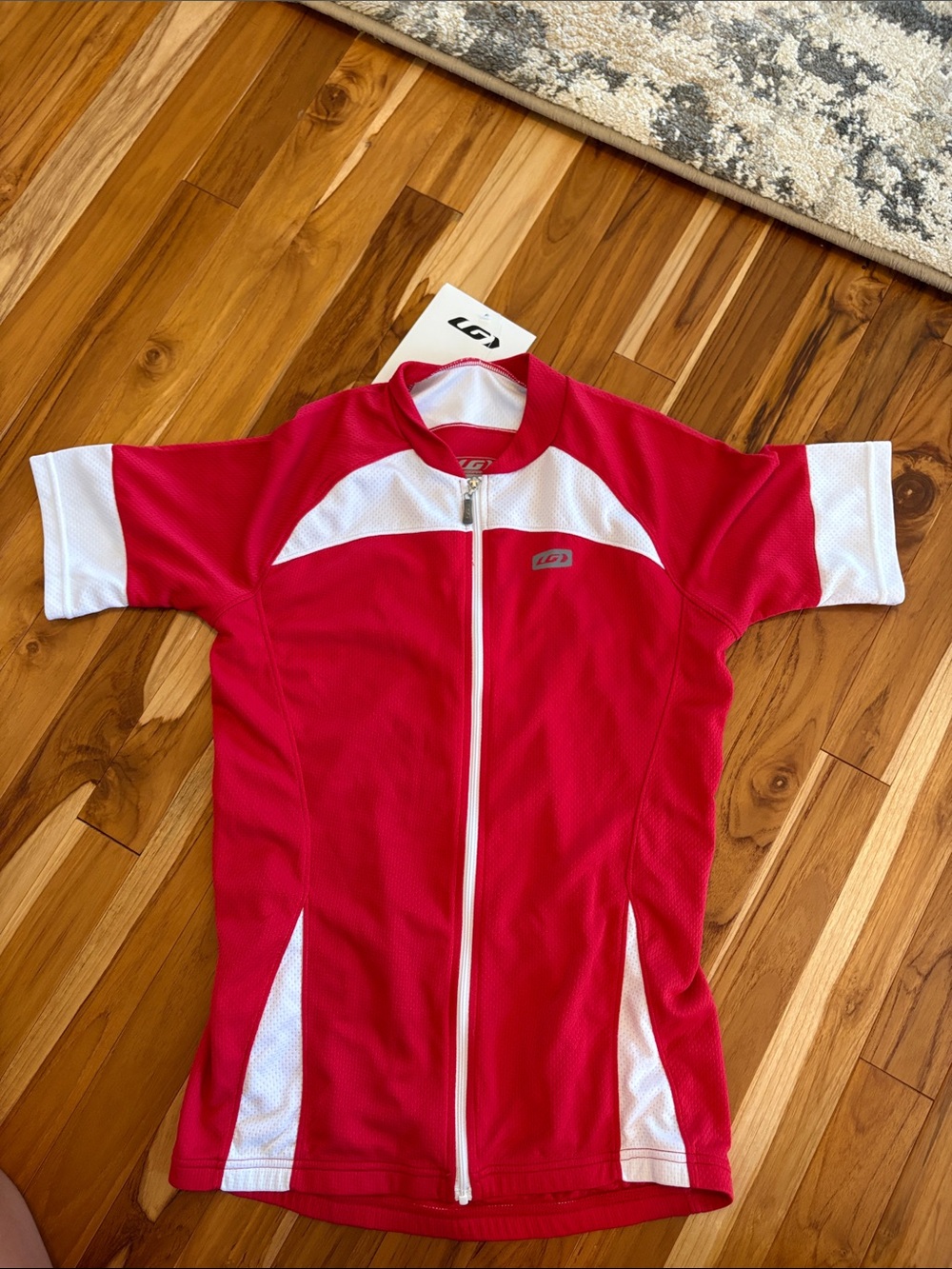 LG Women’s Red and White Short-Sleeve Cycling Jersey